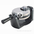Rotary waffle maker, cool touch handle and auto-lock clip